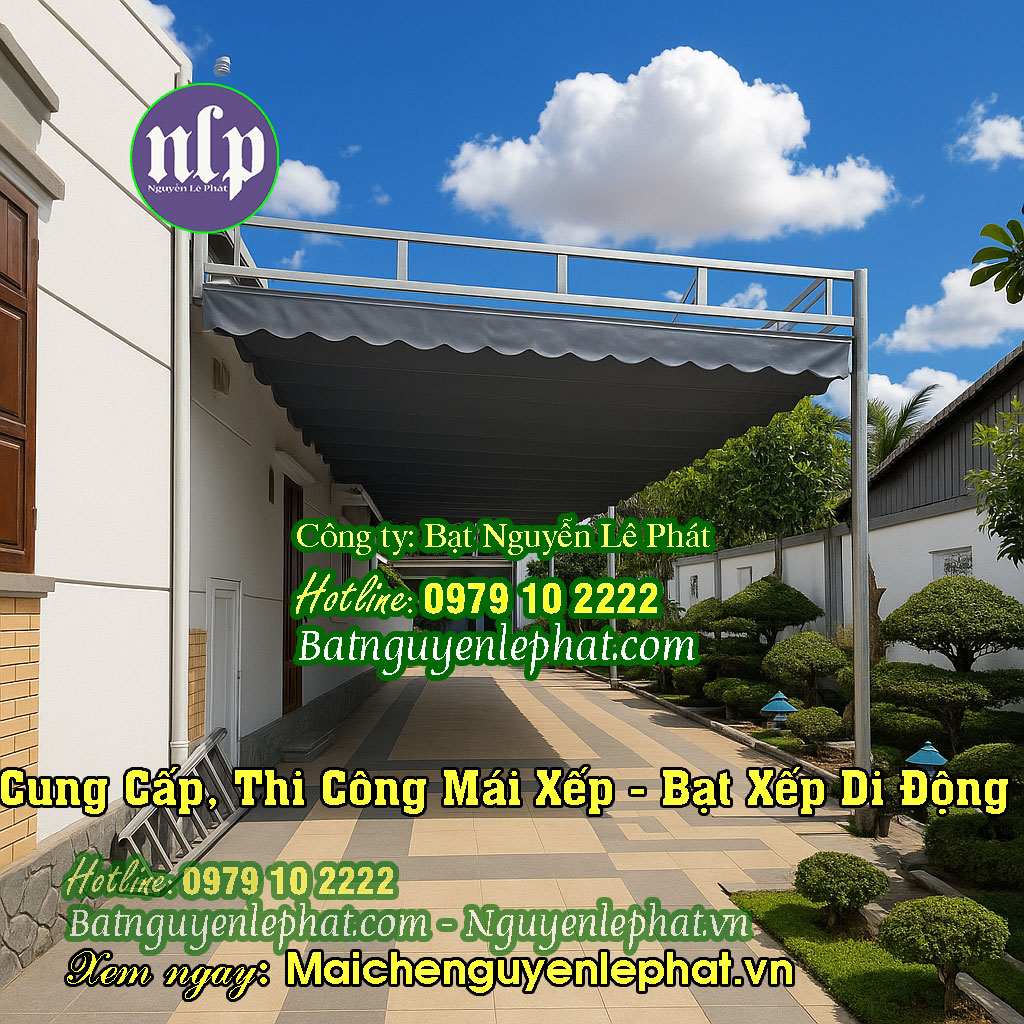 Mái Xếp Di Động, Báo Giá Thi Công Bạt Xếp Lượn Sóng Giá Rẻ Thi Công Lắp Mái Bạt Che Nắng Mưa Hiên Nhà Tại Tân Uyên