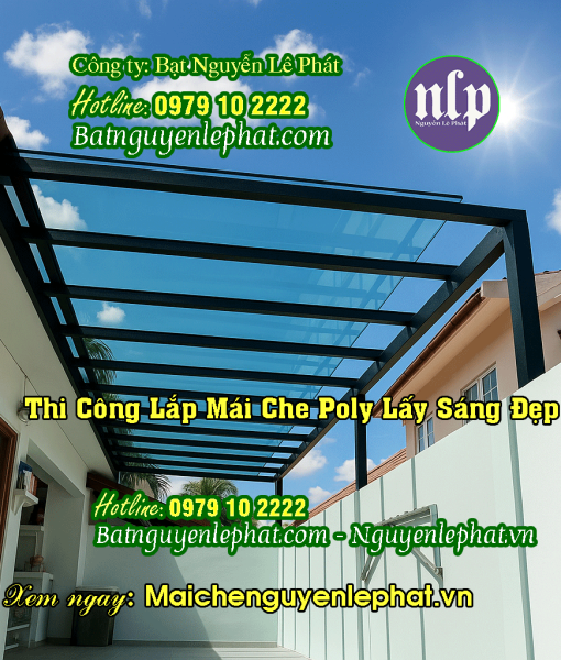 mái che nhựa poly lấy sáng tại Thủ Đức